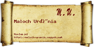 Maloch Uránia névjegykártya